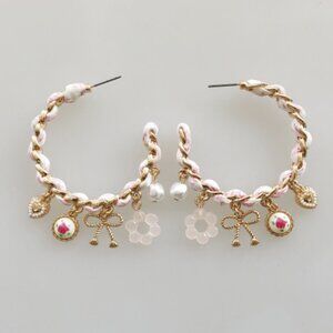 FREE PEOPLE Ribbon Wrap Charm Hoop Earrings